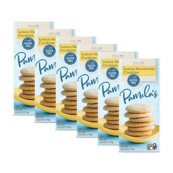Pamela's Lemon Shortbread Cookies 6.25 oz (Pack of 6)