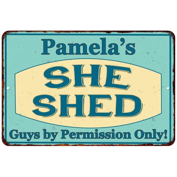 Pamela's SHE SHED Metal Sign Wall Decor Gift 8x12 208120039040