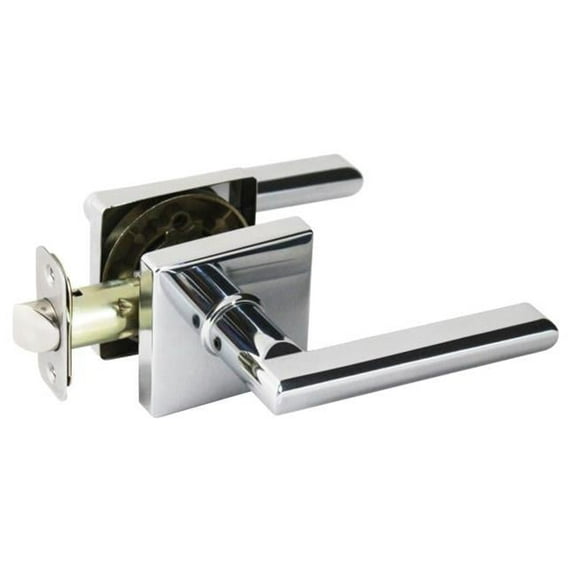 Pamex FLS203C Onyx Lever with Square Rose Passage Lockset Grade 3, Bright Chrome