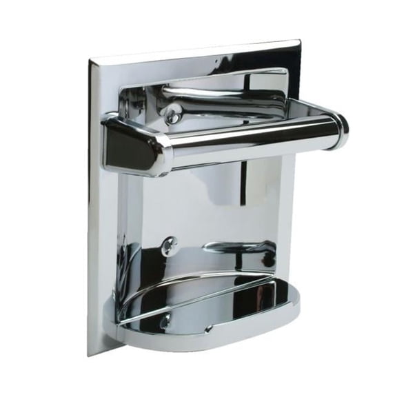 Pamex Recessed Fixtures Shallow Recessed Soap Holder & Grab, Bright Chrome