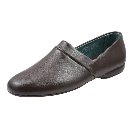 Pamir Men's Genuine Leather Opera Slippers with Memory Foam Insole and Leather Outsole Size US 9 M Brown