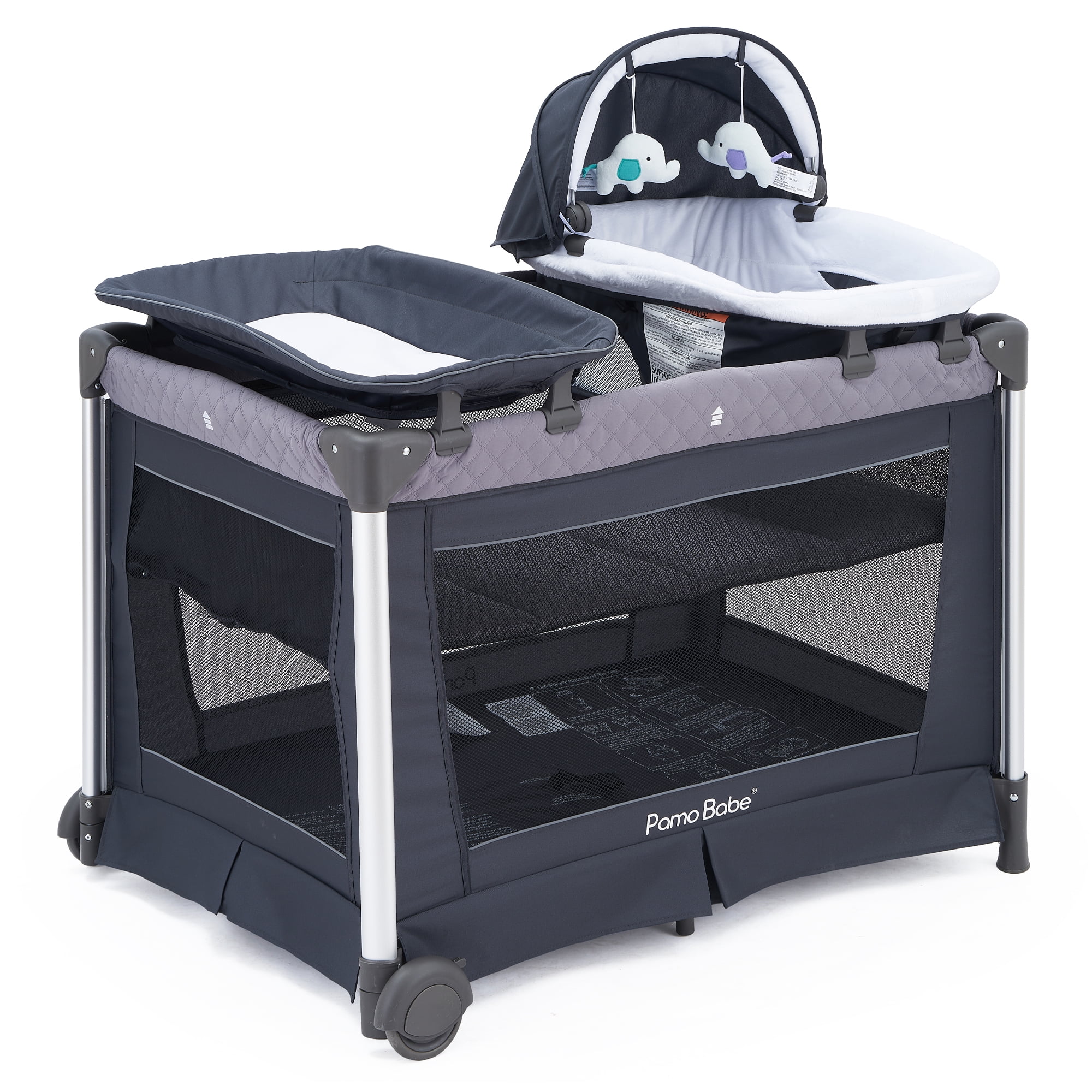 Reviews for FUFU&GAGA Gray Multifunctional Foldable Baby Crib Co-sleeper  Playpen Adjustable Infant Bassinet Bed with Carry Bag Hanging Toys