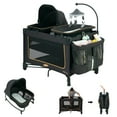 thumbnail image 1 of Pamo Babe Baby Playard Magic Fold 1 Step Bassinet & Changing Table for Newborn, 4-Panels (Black), 1 of 11