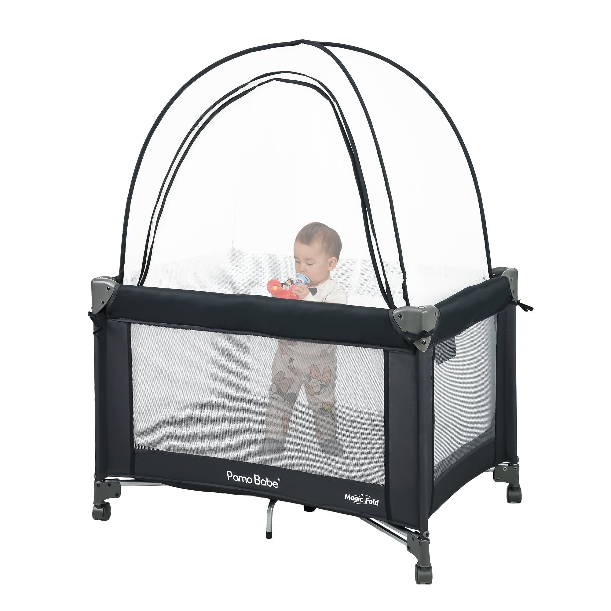 Pamo Babe Crib Tent Safety Net, Pop up Mini Crib Tent Cover, Mosquito Net, Protects from Baby Climbing Out Use for Baby Playard