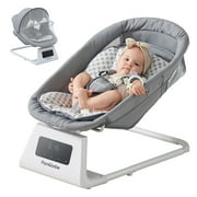 Pamo Babe Unisex Baby Swing for Newborns,5 Speeds swing modes, Canopy,Mosquito Net(Grey)
