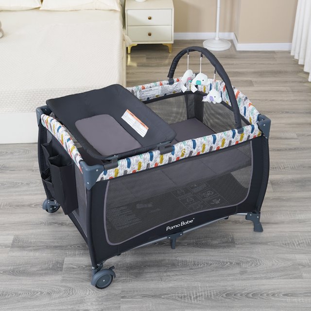 Pamo Babe Unisex Deluxe Nursery Center Portable Playard with Changing