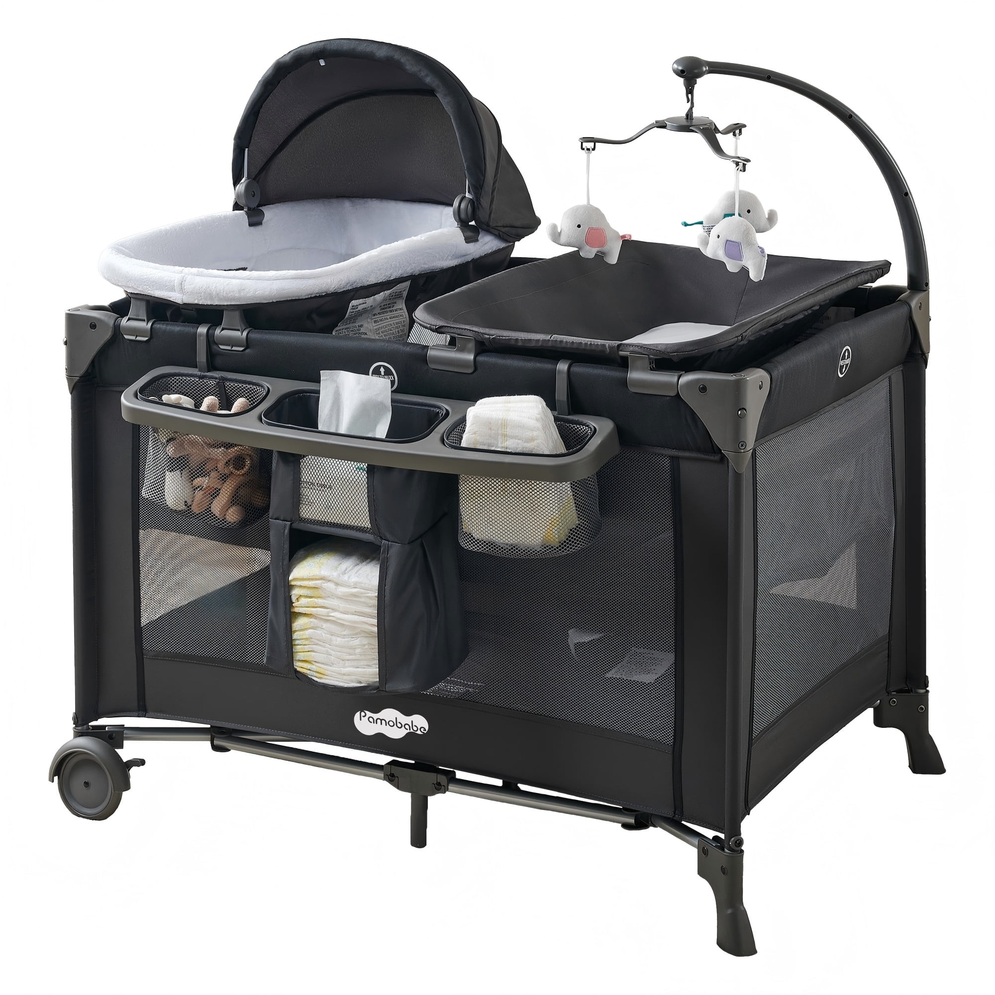 Unisex Nursery Center Baby Playard with Bassinet & Changing Table,