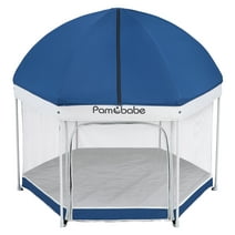 Pamo Babe Unisex Premium Indoor and Outdoor Baby Playpen - Portable, Lightweight, Toddler Play Yard w/Canopy and Travel Bag - Blue