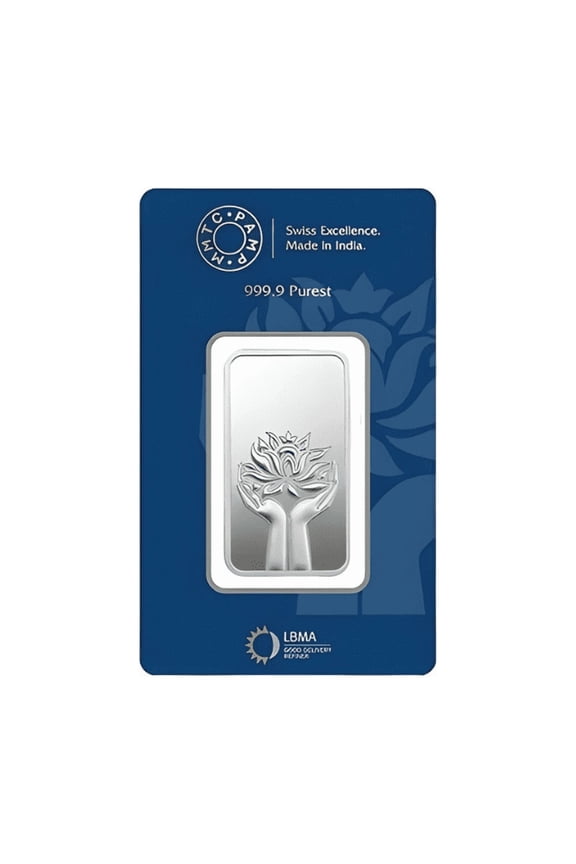 Pamp MMTC Lotus 50 Gram Silver Bar - In Assay
