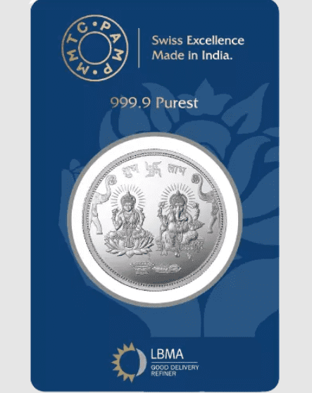MMTC-PAMP Pamp Mmtc Ganesh Lakshmi Ji 10 Gram Silver Round - In Assay