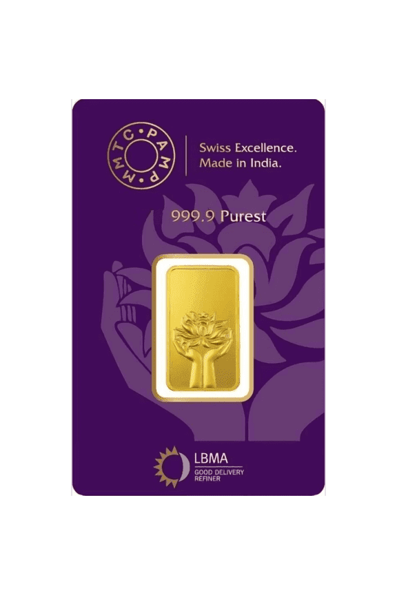 Pamp MMTC Lotus 10 Gram Gold Bar - Large Card Assay