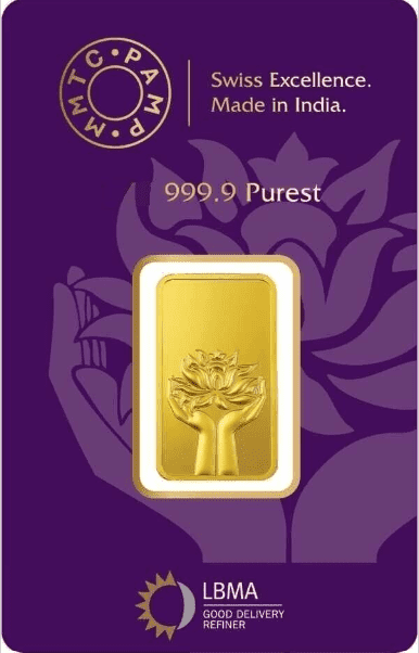 MMTC PAMP Pamp Mmtc Lotus 10 Gram 999.9 Fine Gold Bar - Large Card Assay