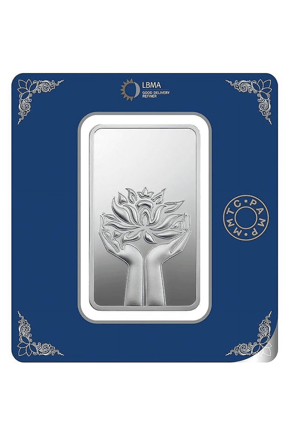 Pamp Mmtc Lotus 100 Gram Silver Bar - In Wide Assay