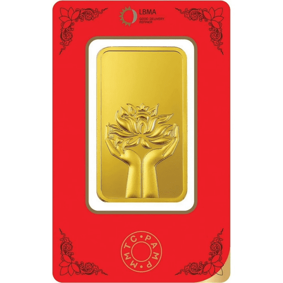 Pamp MMTC Lotus 20 Gram Gold Bar - Large Card Assay