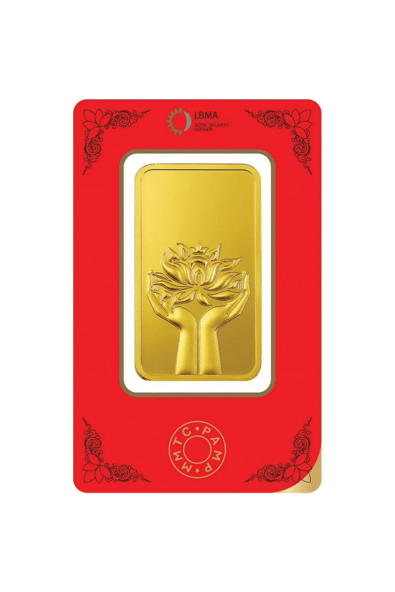 Pamp MMTC Lotus 20 Gram Gold Bar - Large Card Assay