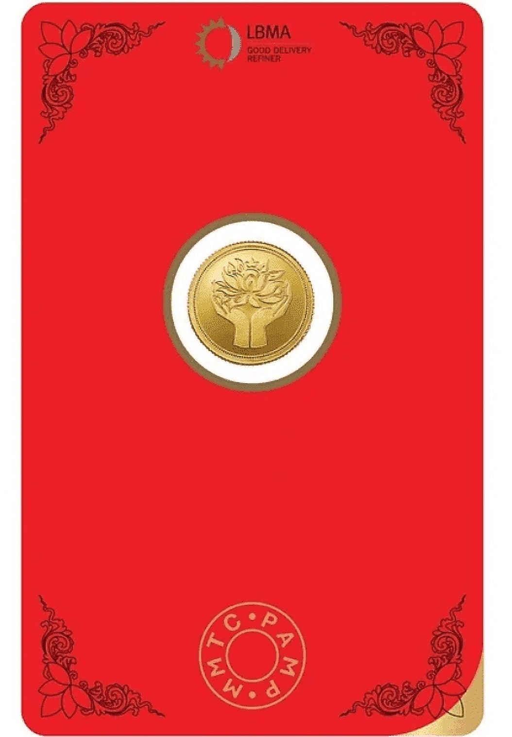 MMTC PAMP Pamp Mmtc Lotus 4 Gram 999.9 Fine Gold Round - Large Card Assay