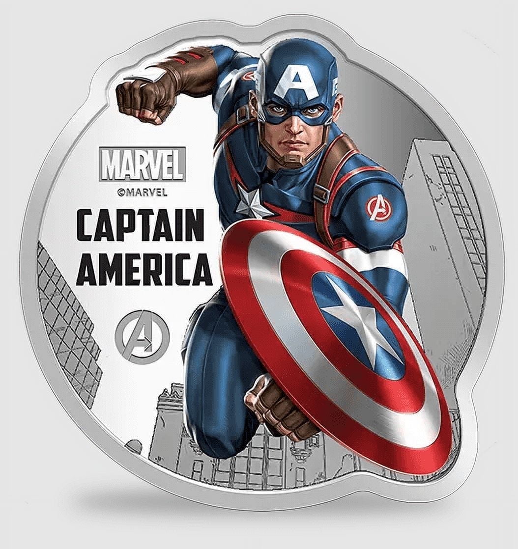 MMTC-PAMP Pamp Mmtc Marvel Captain America 1 oz Colorized Silver Coin in Capsule, Box, COA