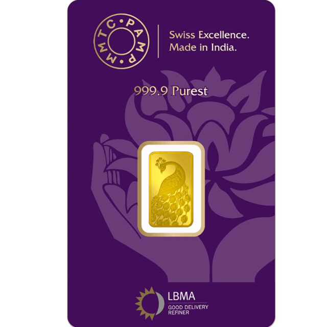 Pamp Mmtc Peacock 5 Gram Gold Bar In Assay