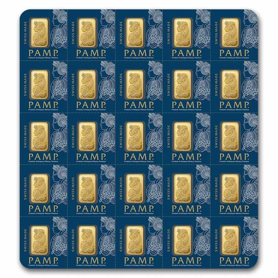 Pamp Suisse 25x1 Gram Gold Lady Fortuna Bar (Multigram Card)
