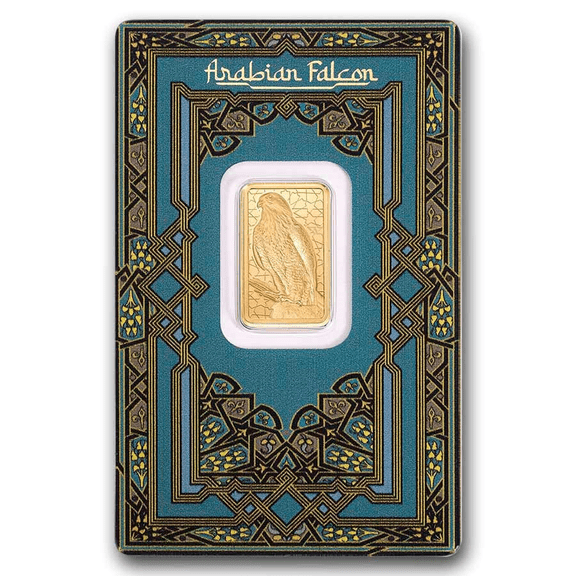 Pamp Suisse Arabian Falcon 5 Gram Gold Bar - w/ Assay & Frame