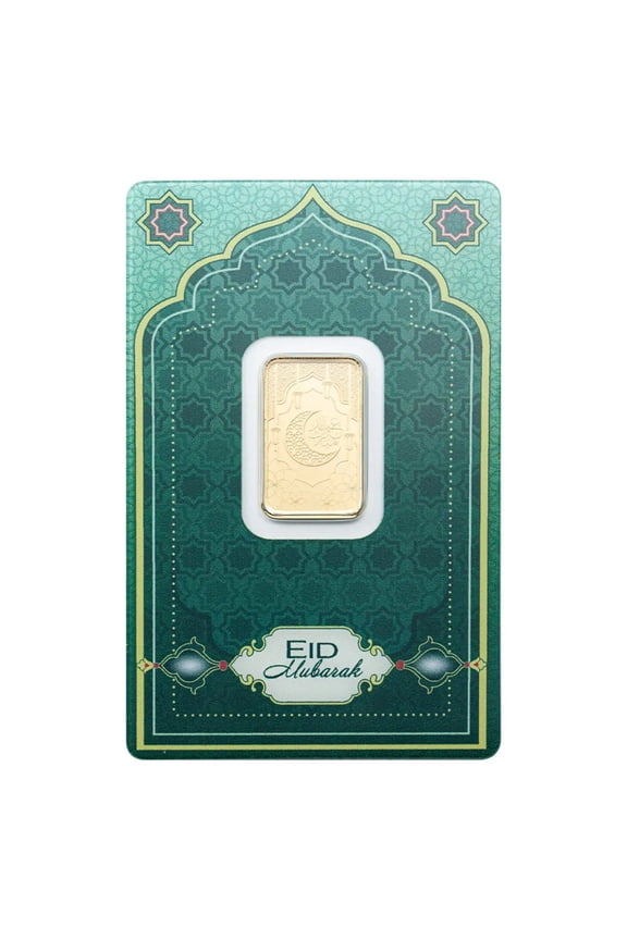 Eid Mubarak 5 Gram Gold Bar in Assay w/ Sleeve - Low Serial