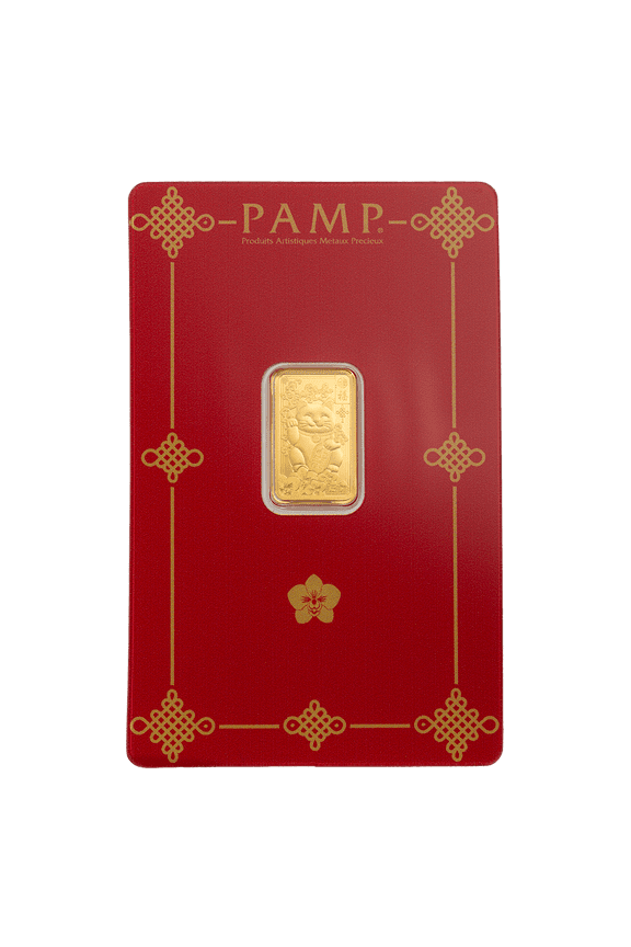 Lucky Cat 2.5 Gram Gold Bar - w/ Assay & Sleeve