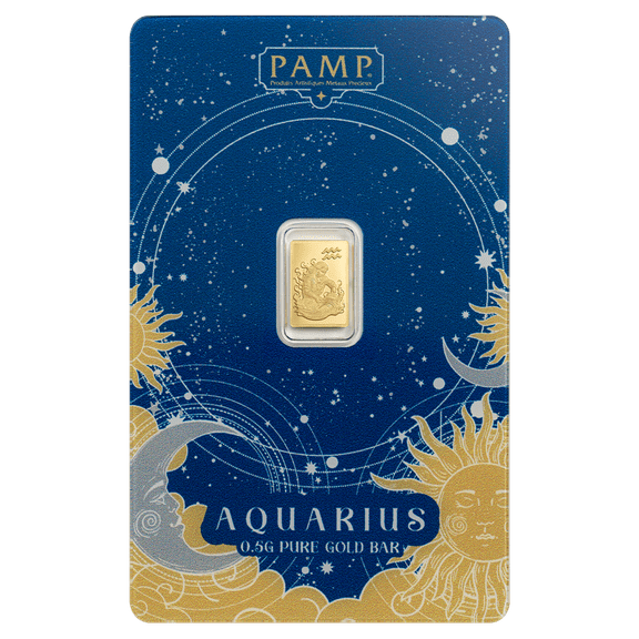 Pamp Suisse Zodiacs Series - Aquarius 1/2 gram Gold Bar - In Assay