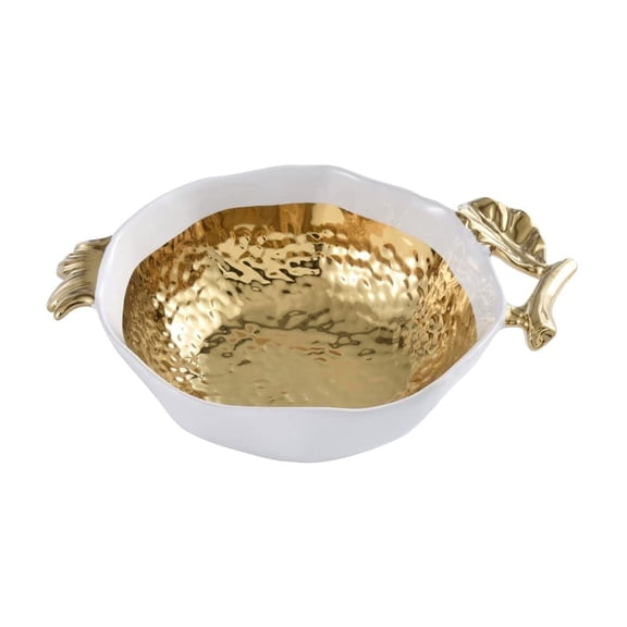 Pampa Bay Titanium-Plated Porcelain Pomegranate Bowl, 12 X 8.75 X 3.3in