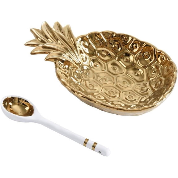 Pampa Bay Get Gifty Bowl and Spoon Set, Pineapple Gold
