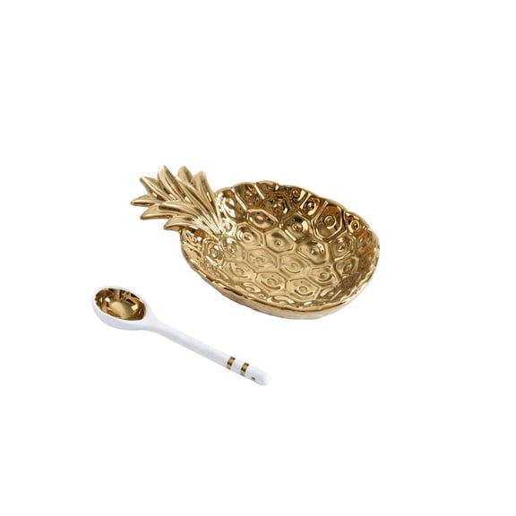 Pampa Bay Get Gifty Bowl and Spoon Set, Pineapple Gold
