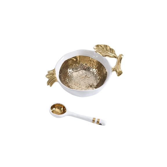 Pampa Bay Get Gifty Bowl and Spoon Set, Pomegranate Gold