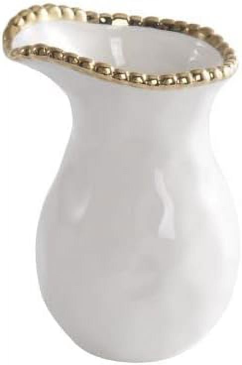 Pampa Bay Golden Salerno Creamer or Pitcher, 4" x 3.5" x 5.75", White and Trim Gold