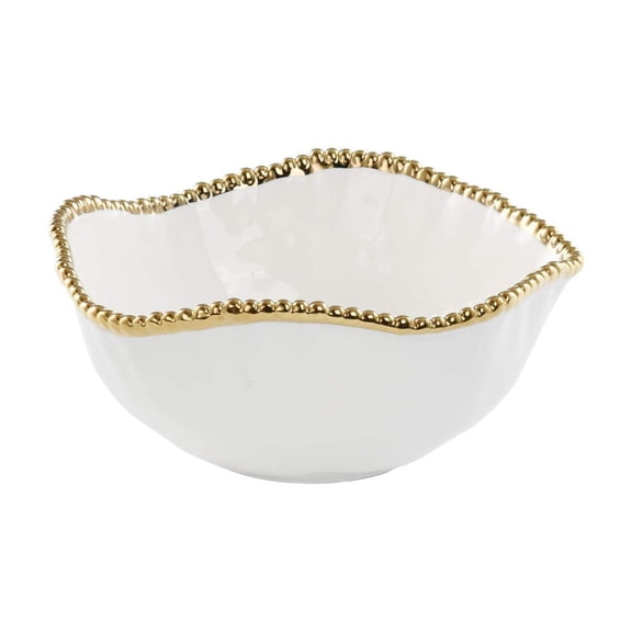 Pampa Bay Golden Salerno Porcelain Salad Bowl, 10.5 x 10.5 x 5 inches, White