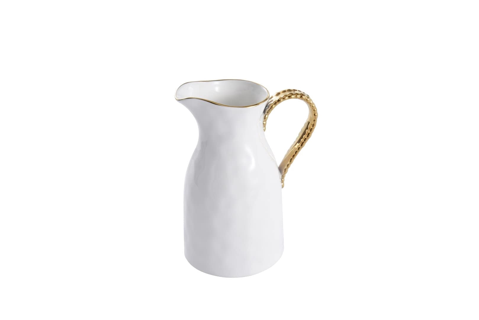 Pampa Bay Golden Salerno Titanium-Plated Porcelain Water Pitcher, 8.25 x 6.25 x 4.75 in, White and Gold