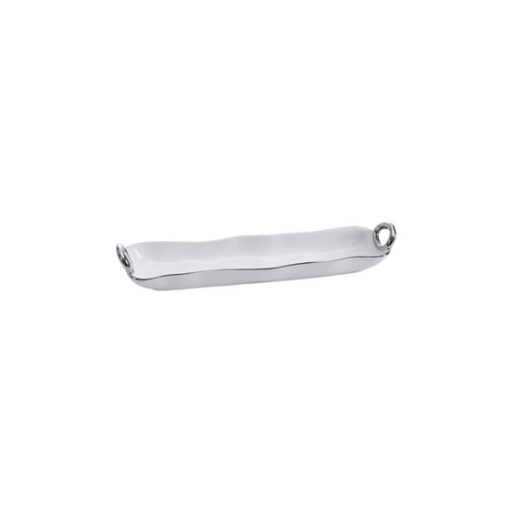 Pampa Bay Porcelain Snack Bowl, 2"L x 3.25"W x 14.25"H, White and Silver