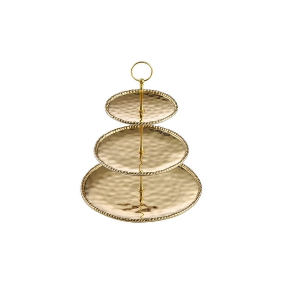 Pampa Bay 3 Tier Stand, 13.5"L x 11.5"W x 11.5"H, Glossy Gold Tone