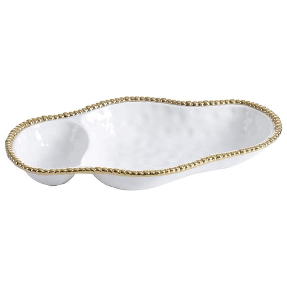 Pampa Bay Porcelain 2-Section Serving Tray Platter (Gold)