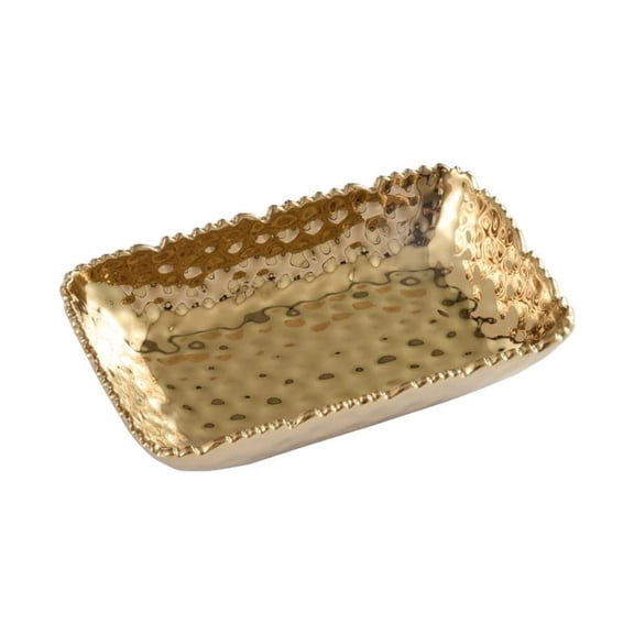 Pampa Bay CER-2732-G Rectangular Dish in Golden Millennium, 7-inch Length, Porcelain