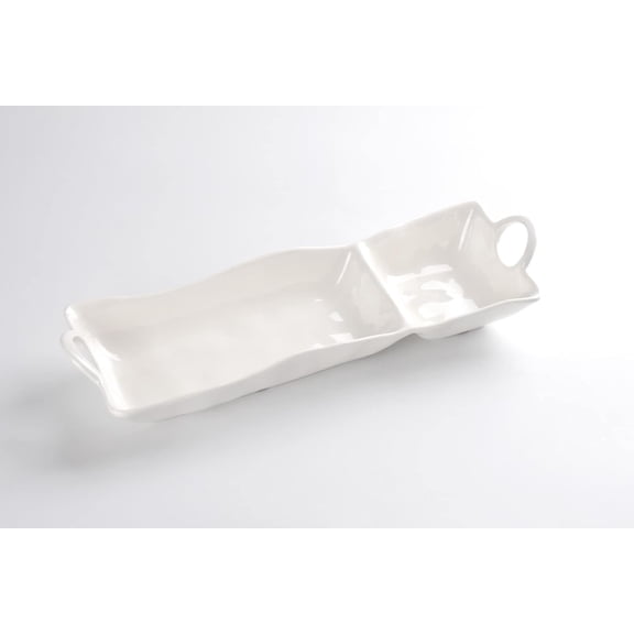 Pampa Bay Shatterproof Melamine Chip and Dip, 18.5 x 5.5 Inch, Food, Freezer, Dishwasher Safe, White