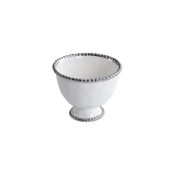 Pampa Bay Silver Salerno Small Footed Bowl, 5"W x 5"H, White/Silver