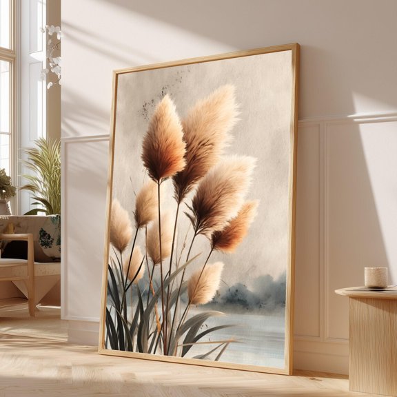 Pampas Grass Botanical Wall Art Print, Unframed Paper Poster 11x14in