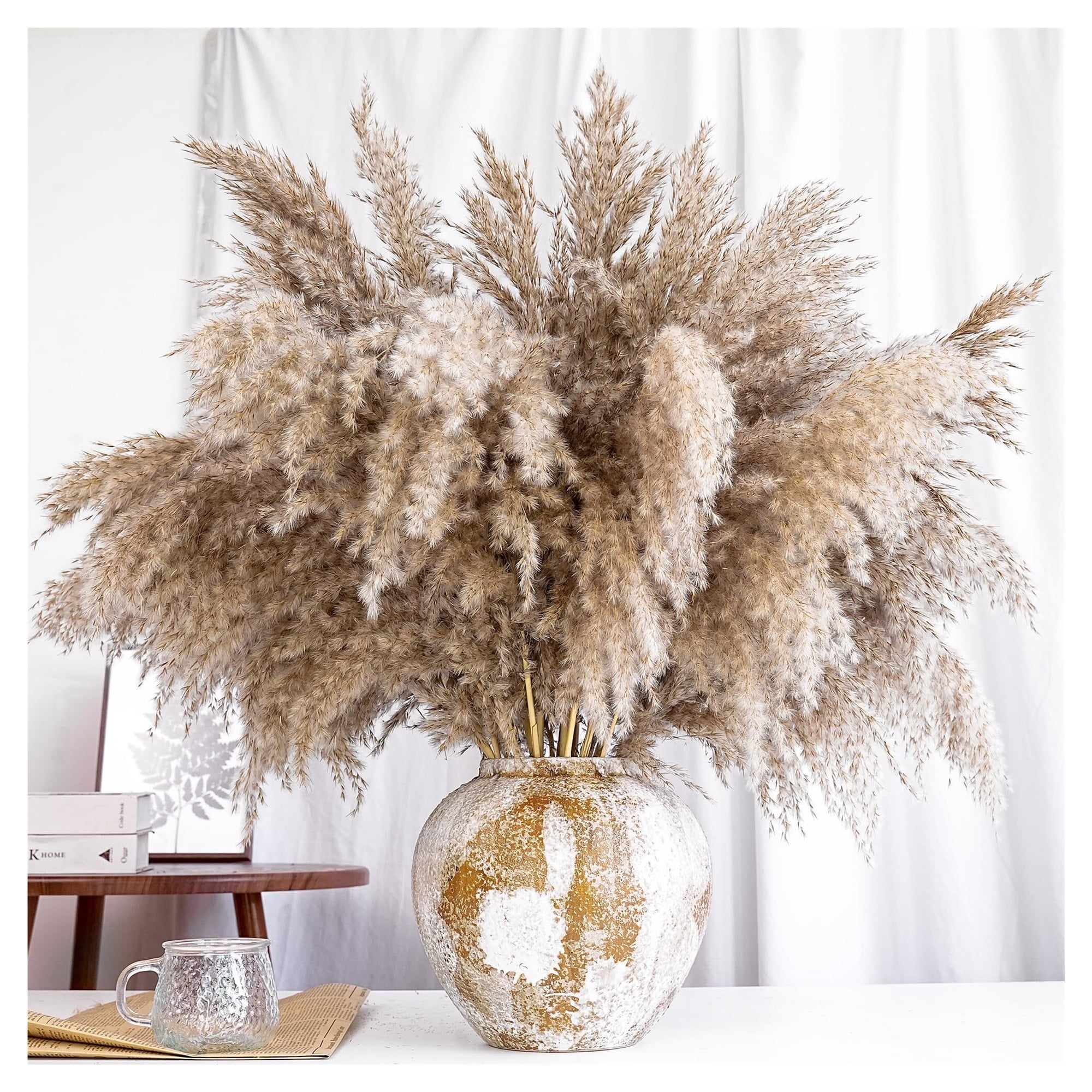 Pampas Grass Decor - 17 Inch, Natural Dried, Farmhouse & Office Decor
