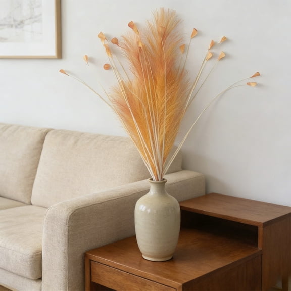 Pampas Grass Decor - Velvety Soft Feathery S, Bohemian Style Aesthetic Upgrade, Minimalist Modern Craft for Home and Wedding