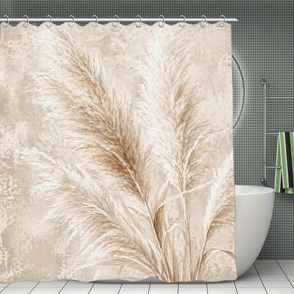 Pampas Grass Neutral Background Print Shower Curtain 70.870.8Inch,Modern Fabric Waterproof Polyester Bathroom Home Decor Set with Hooks