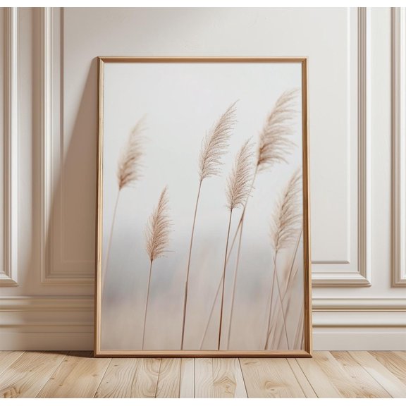 Pampas Grass Poster Neutral Botanical Wall Art Minimal Nature Print Beige Aesthetic Decor
