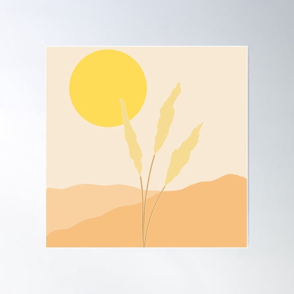 Pampas Grass Poster Wall Art, Modern Wall Decor For Living Room Bedroom, 24x24 UNFRAMED