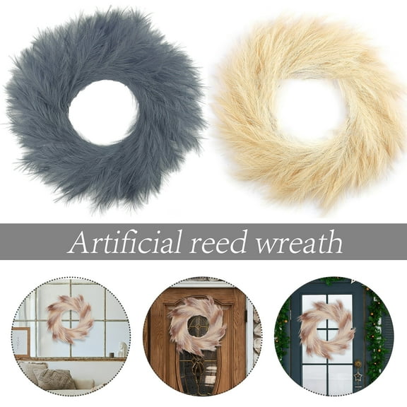 Pampas Grass Wreath Realistic Looking Non-Wither Artificial Farmhouse Pampas Grass Garland DIY Wreath Arrangement