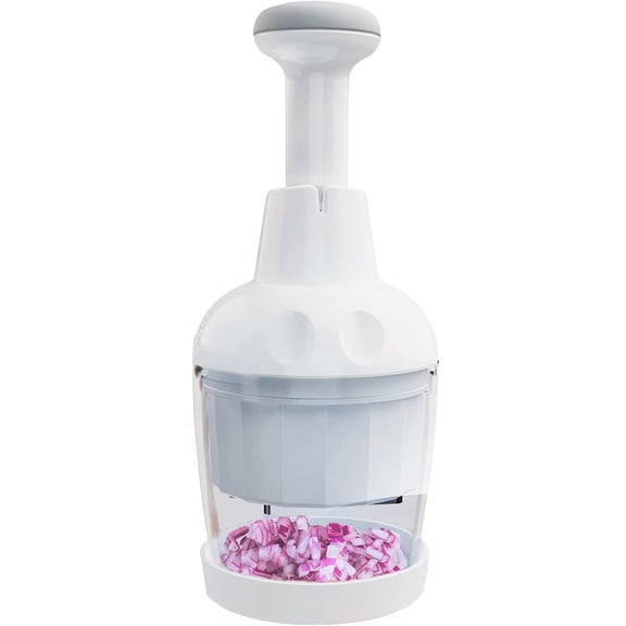 Pamperd Chef Food Chopper, Vegetable Chopper, Onion Chopper, Garlic Chopper, Nuts Chopper - Hand Chopper For Vegetables, Salads, Fruits, Nuts. Dishwasher-safe, White, Easy to Clean