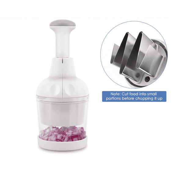 Pampered Chef Food Chopper - Manual Vegetable & Nut Dicer with Stainless Steel Blades, Dishwasher Safe, White