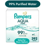 Pampers Aqua Pure Baby Wipes Unscented, 7-Pack, 392 Total Count (Select for More Options)